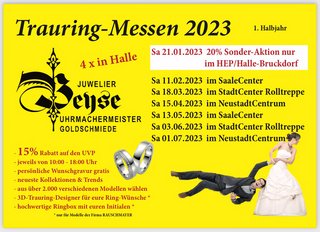 Trauringmessen im 1. Halbjahr 2023 in Halle (Saale)