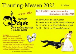 Trauringmessen Juwelier Beyse, Halle (Saale) im 2. Halbjahr 2023